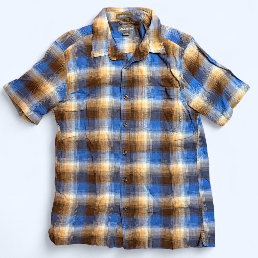 Eddie Bauer Classic Fit Short Sleeve Button Up Shirt Plaid